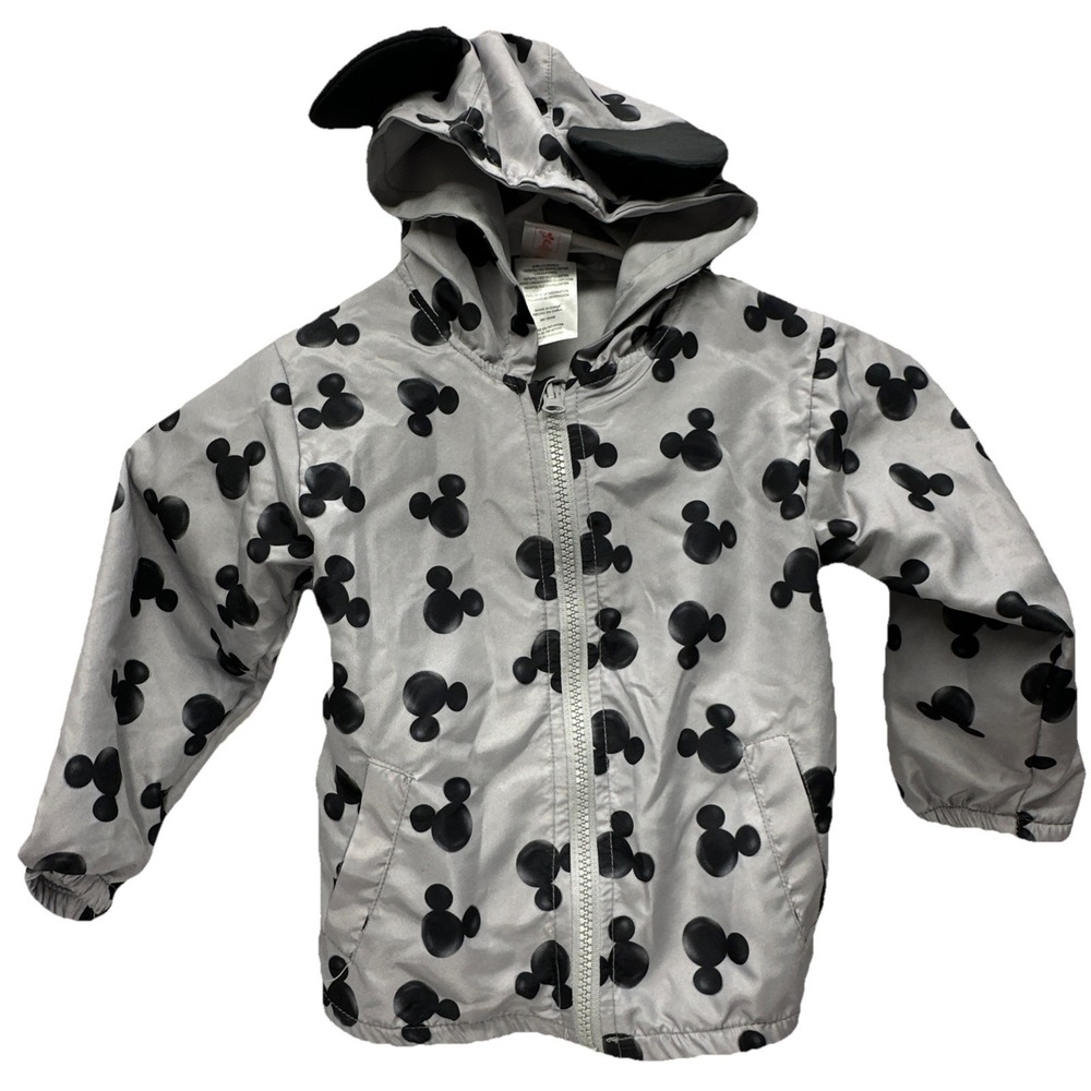 Disney Junior Size 2T Mickey Mouse Windbreaker Jacket Mouse Ears & Full Zip